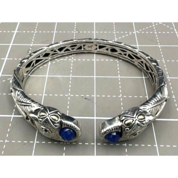 John Hardy JAI Head to Head Elephant Open Clamper Bracelet Sterling. 14K Ruby